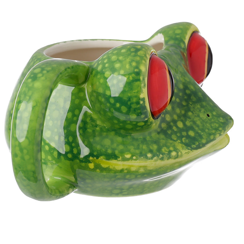 Close-up of the Tree Frog Ceramic Shaped Head Mug