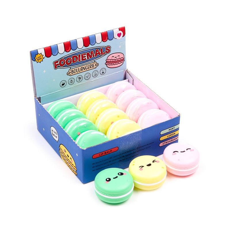 Foodiemals Boulangerie Macaron Lip Balm in holder