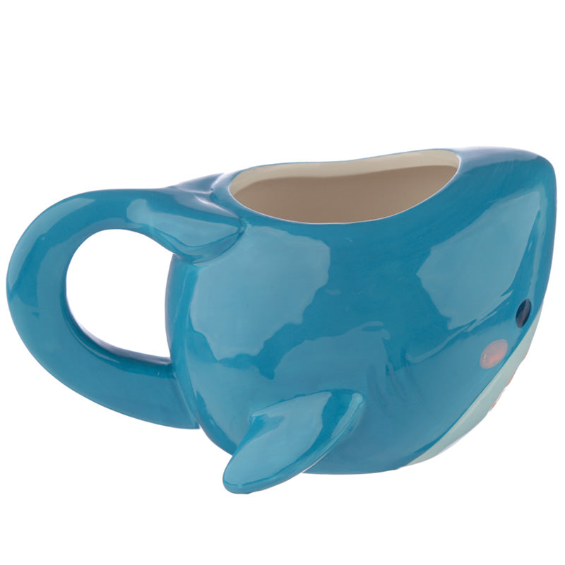 Shark Café Ceramic Shaped Head Mug with hot drink