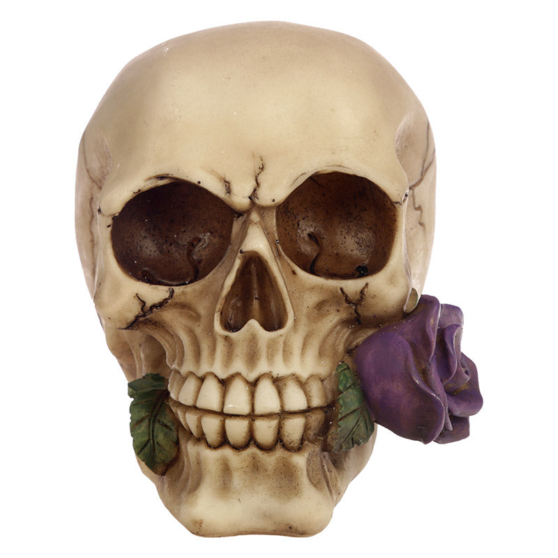 Purple Rose Accents on Gothic Skull