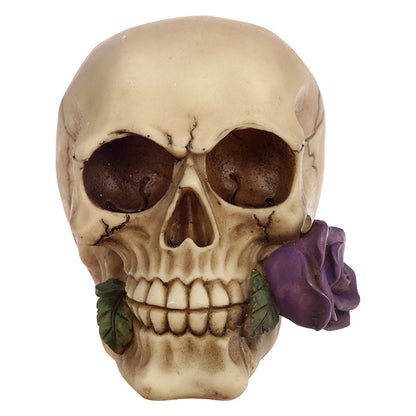 Purple Rose Accents on Gothic Skull