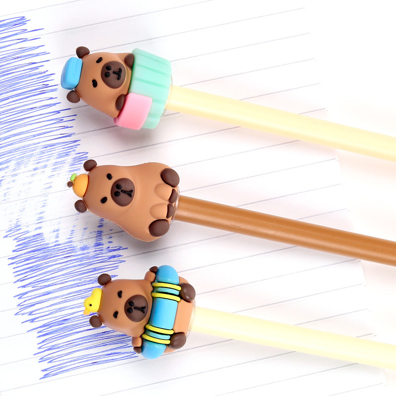 Playful capybara design on erasable pen
