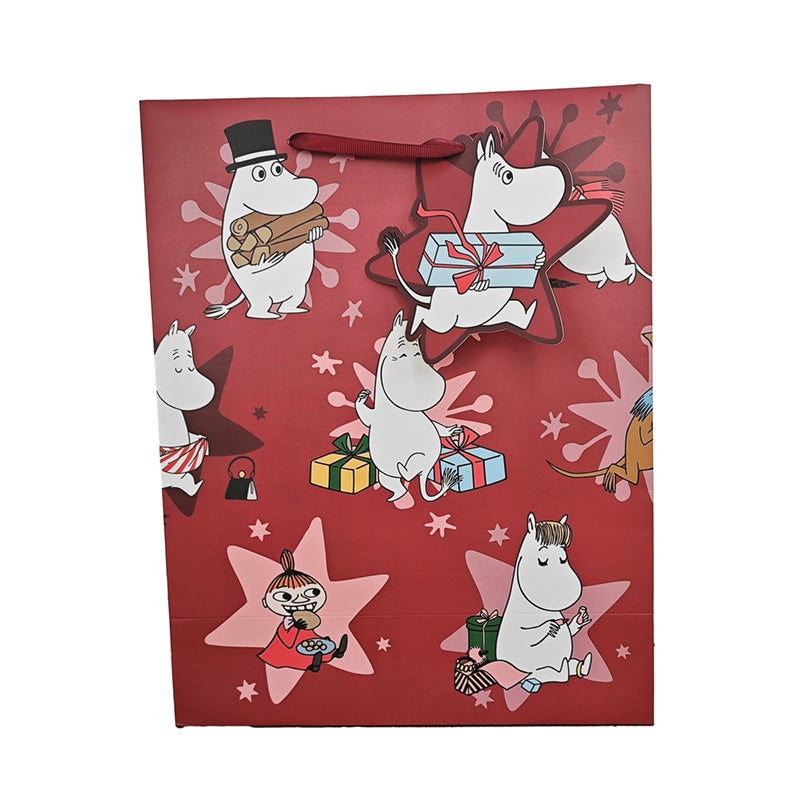 Large Moomin Christmas Gift Bag with festive artwork
