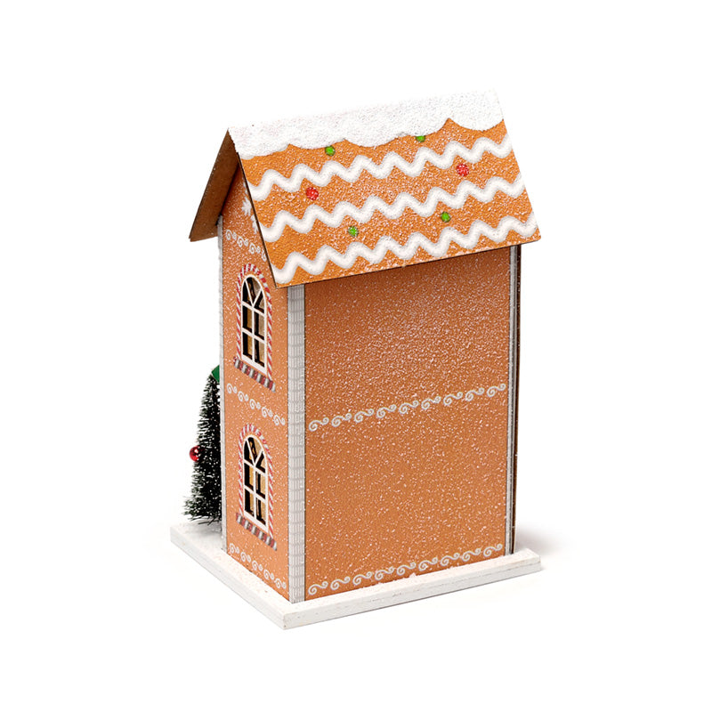 Warm LED glow of Christmas Gingerbread Toy Shoppe