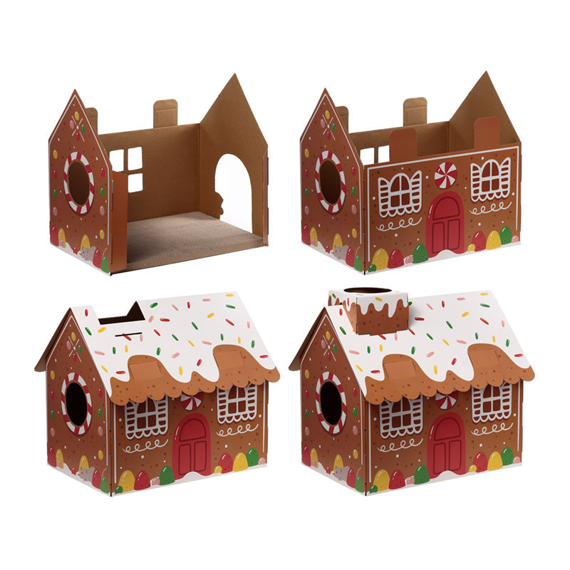 Christmas gingerbread house playhouse for cats