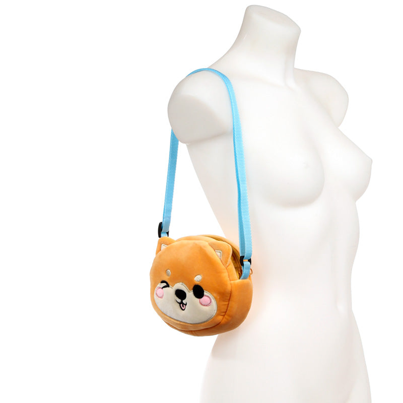 Adoramals Shuggs the Shiba Inu Plush Crossbody Bag with essentials inside