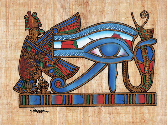 Egyptian papyrus painting of the Eye of Horus
