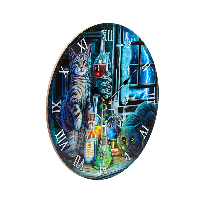 Close-up of Lisa Parker Jekyll and Hyde Cats Wall Clock design