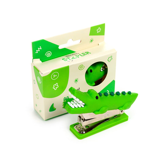 Mini Crocodile Shaped Stapler in vibrant green