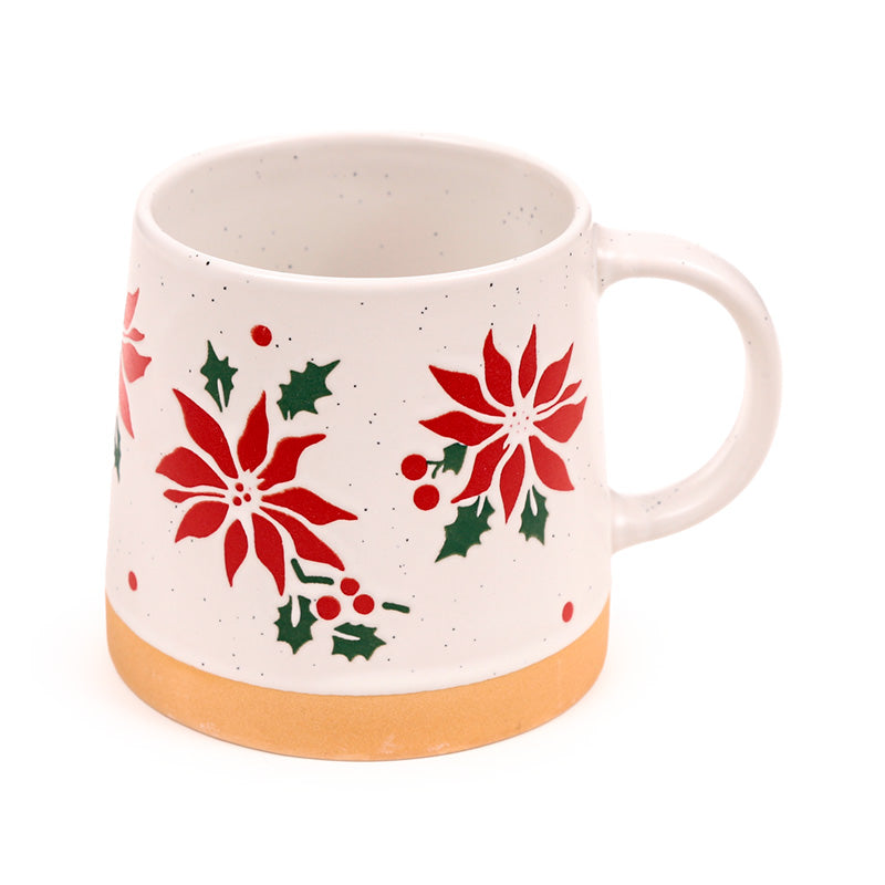 Close-up of Poinsettia Stoneware Mug