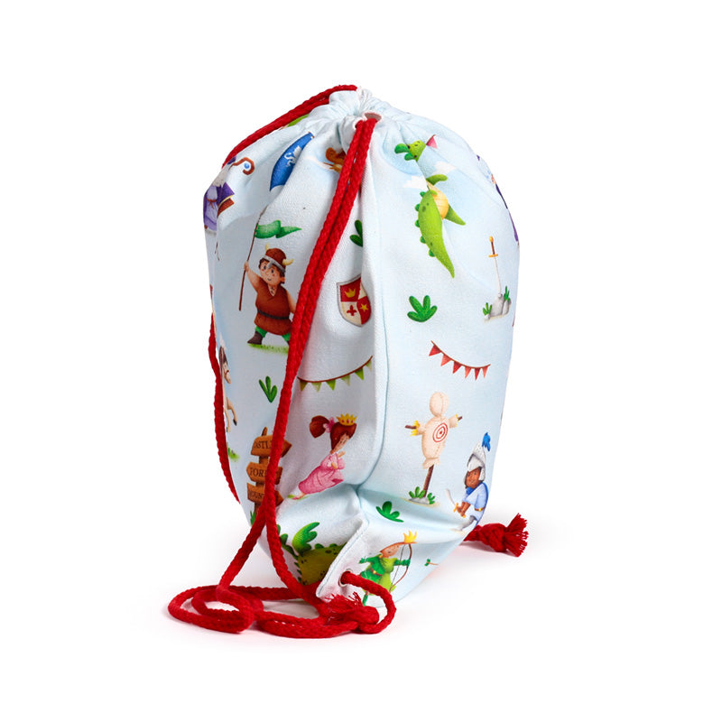 Knights & Dragons Drawstring Canvas Bag with accessories