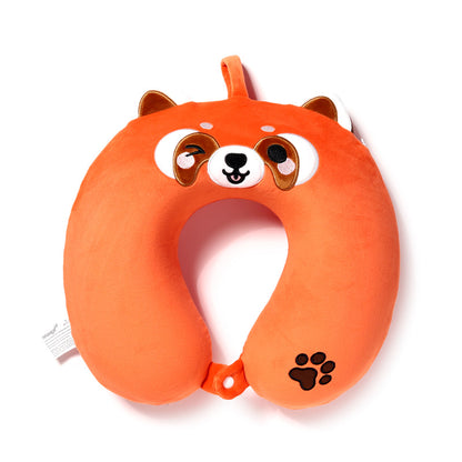 Soft and supportive travel pillow featuring Ru the Red Panda