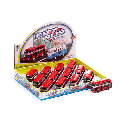 Vibrant Pull Back Action Toy Red City Bus