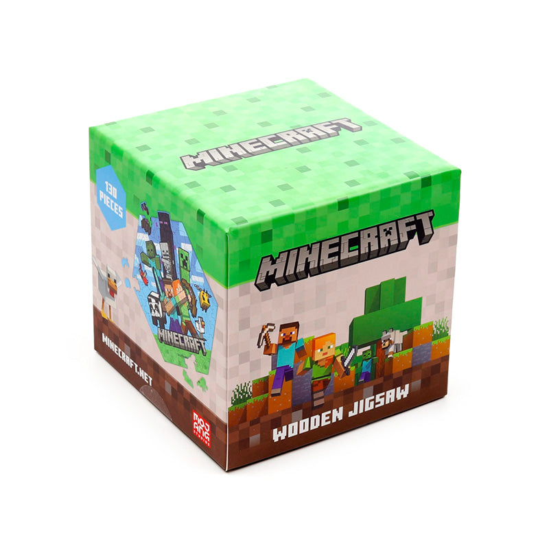 Close-up of Minecraft jigsaw puzzle pieces