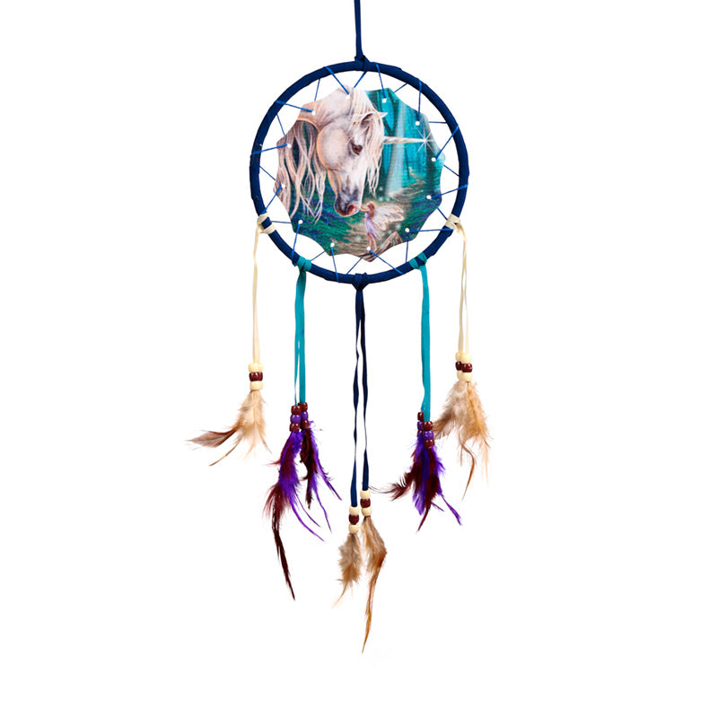 Small dreamcatcher with Lisa Parker's Fairy Whispers Unicorn artwork