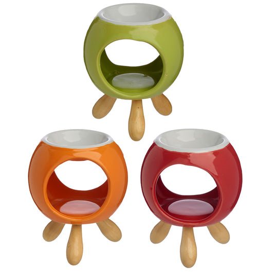 Ceramic Round Eden Oil Burner with Feet - Front View