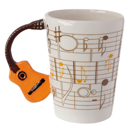 Close-up of Guitar Mug with Decorative Decal