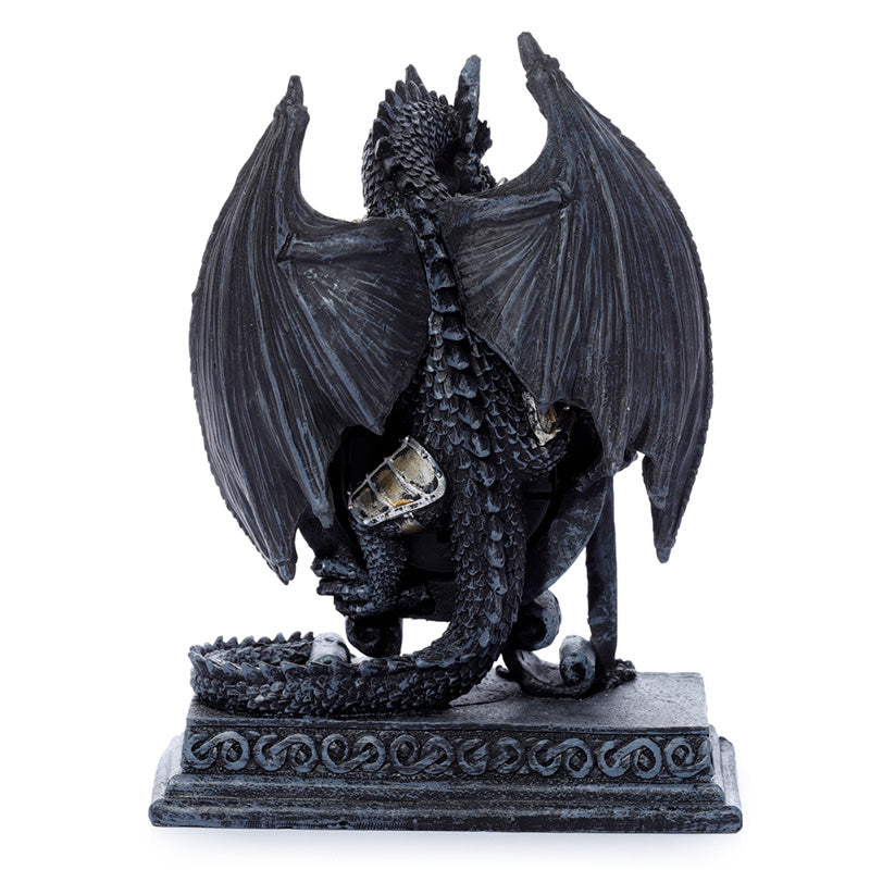 Side view of the Gothic Armoured Dragon Mantle Clock