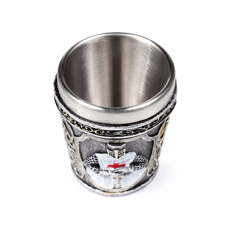 Medieval White Knight Decorative Shot Glass side view