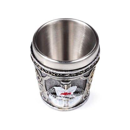 Medieval White Knight Decorative Shot Glass side view