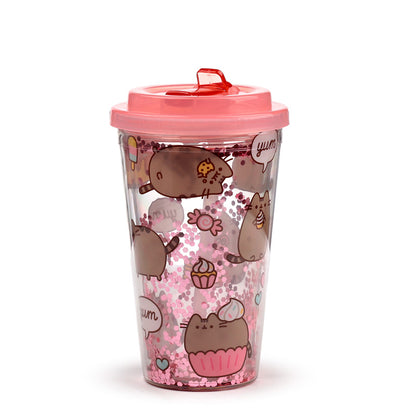 Pusheen Foodie Cup with Lid and Straw on a table