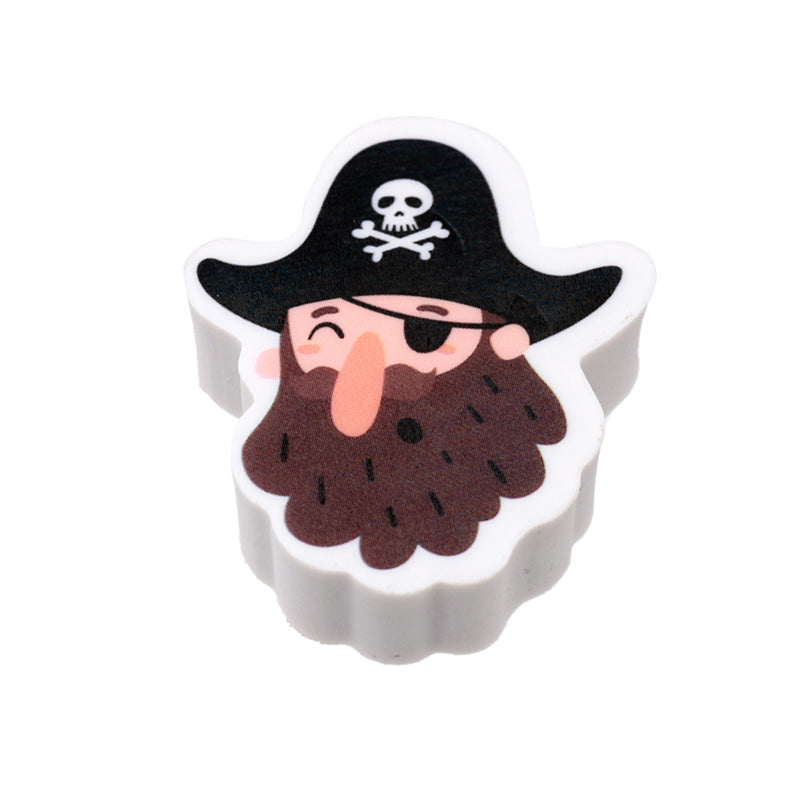 Jolly Rogers Pirate Eraser Set displayed on a desk