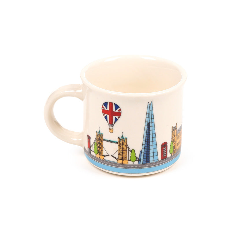 Porcelain espresso cup showcasing London's famous landmarks