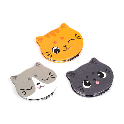 Close-up of the Beans & Co Cats Leatherette Compact Mirror