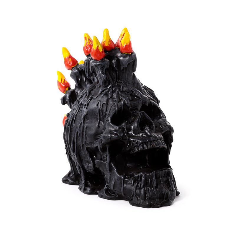 Black Screaming Skull Decorative Ornament with Candles