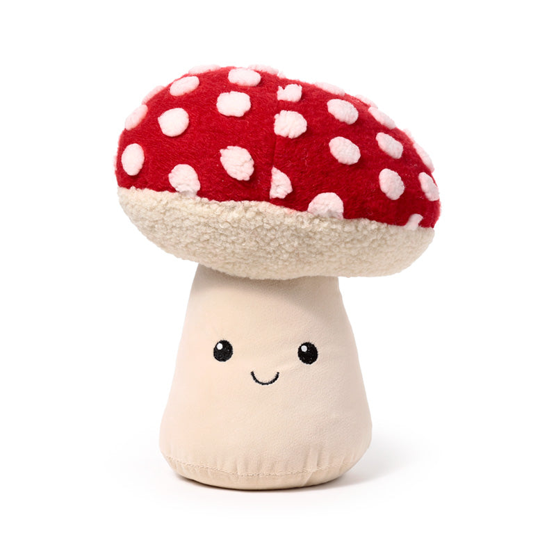 Close-up of mushroom plush door stop