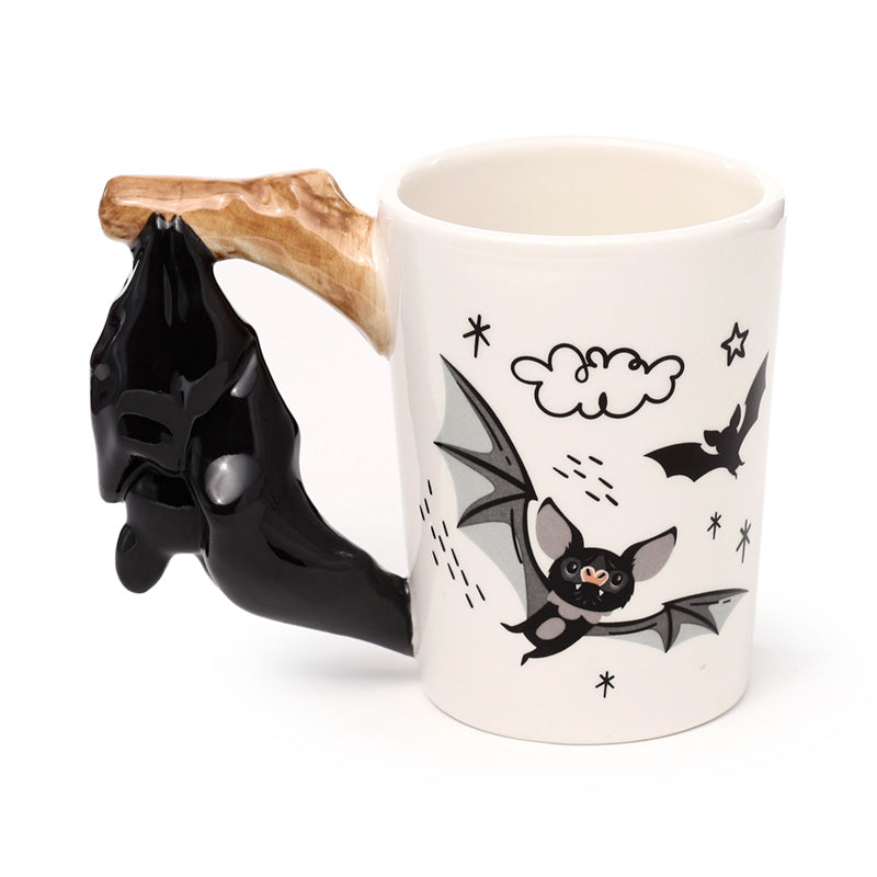 Bat Shaped Handle Ceramic Mug - Close Up