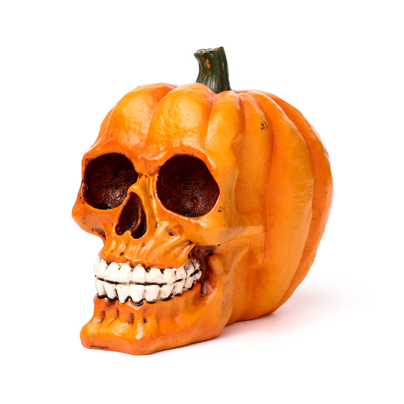Pumpkin Skull Decorative Ornament in a festive setting