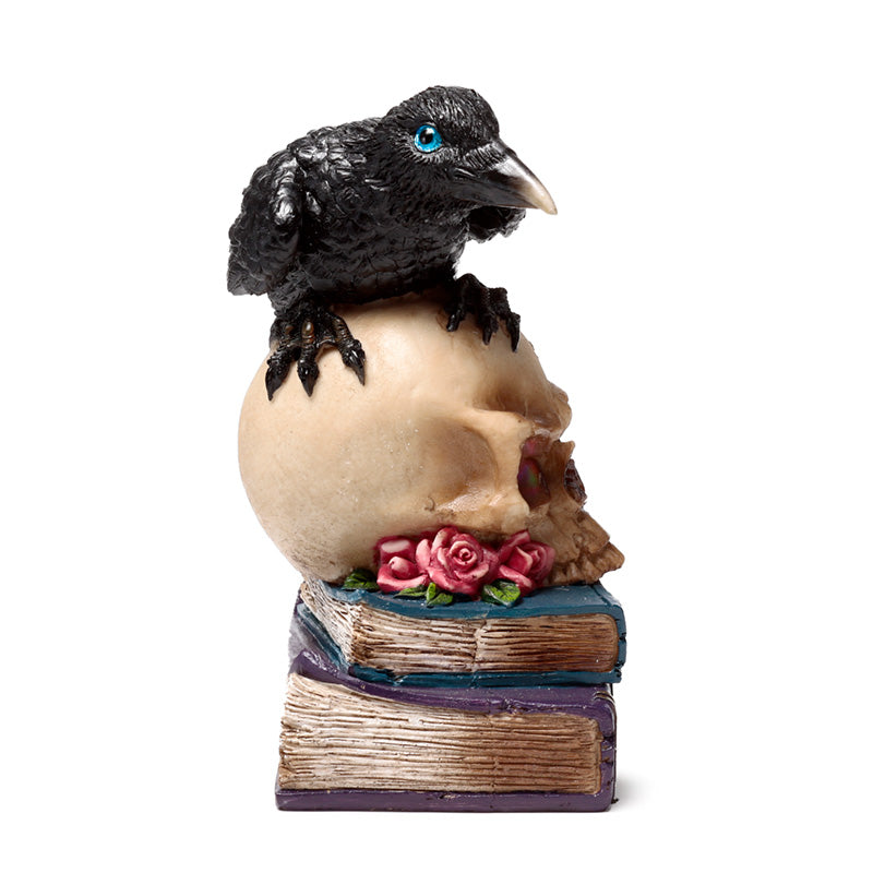 Collectible gift crow on skull LED ornament