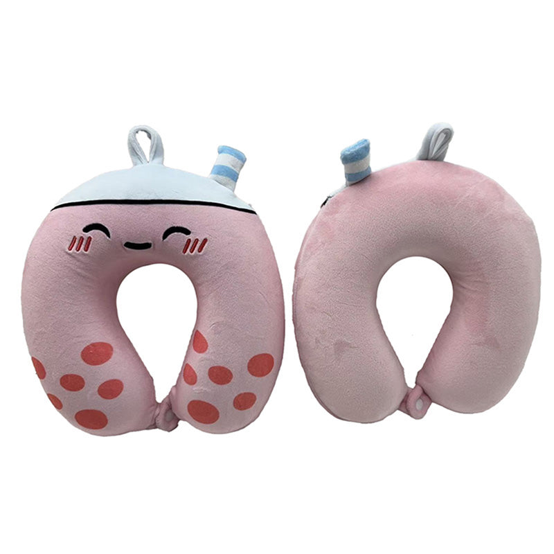 Relaxeazzz Plush Kids Memory Foam Travel Pillow in Bubble Tea design
