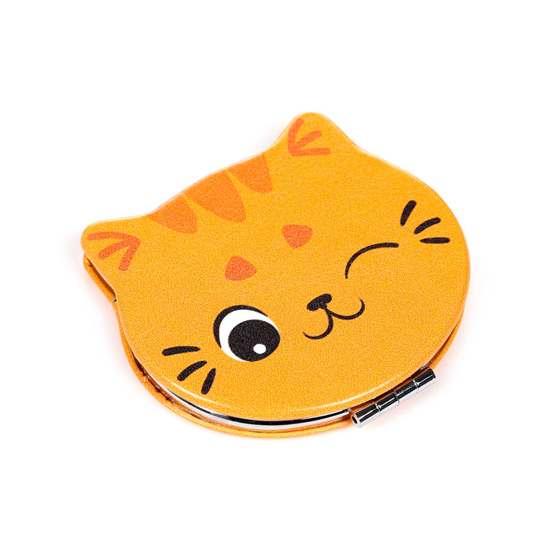 Durable Leatherette Compact Mirror with cat artwork