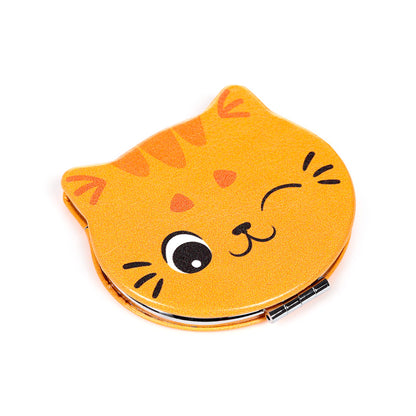 Durable Leatherette Compact Mirror with cat artwork