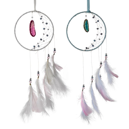 Dreamcatcher with Agate Charm - White Crescent Moon