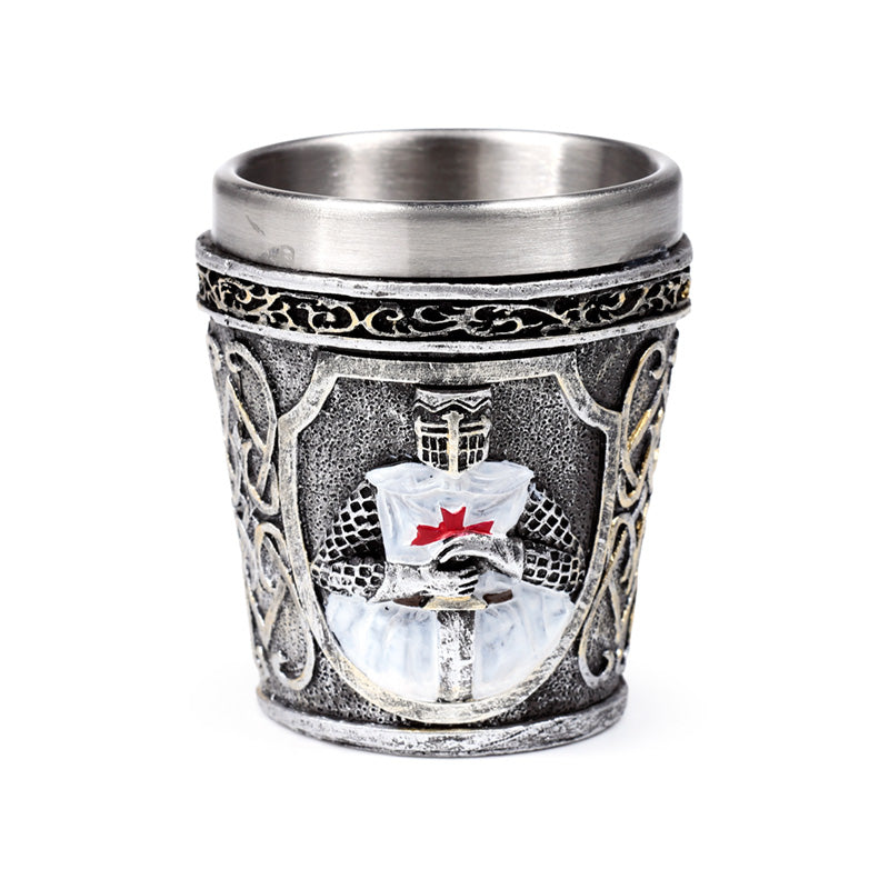 Medieval White Knight Decorative Shot Glass front view