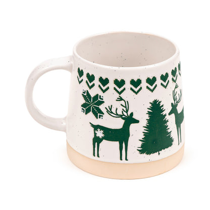 Green Reindeer Stoneware Mug - Lifestyle Shot
