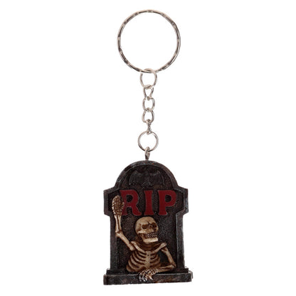Detailed skeleton on tombstone keyring