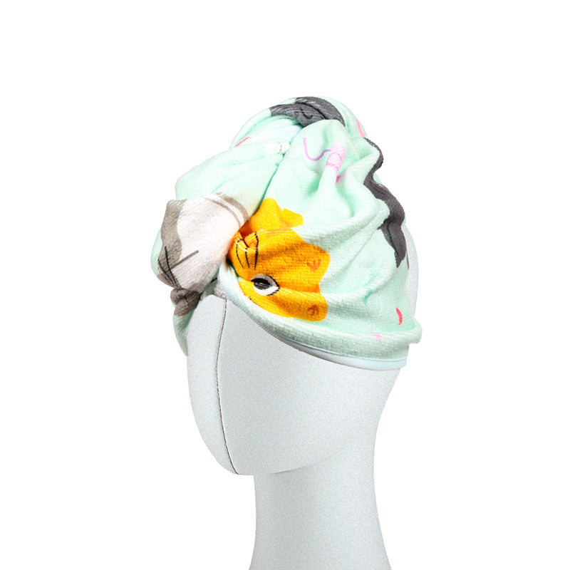 Beans & Co Cats Hair Wrap Towel on a shelf