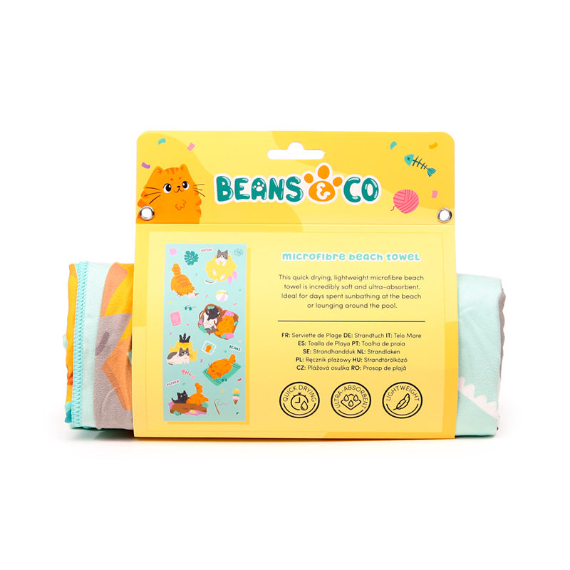 Whimsical cat-themed Microfibre Beach Towel