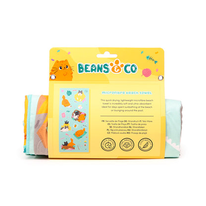 Whimsical cat-themed Microfibre Beach Towel