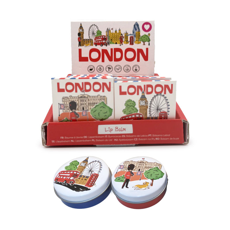 London Icons Lip Balm in a decorative tin