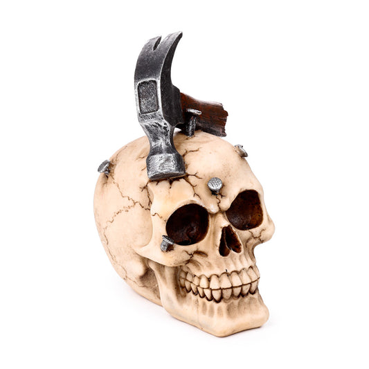 Decorative Skull Ornament with Hammer and Nails