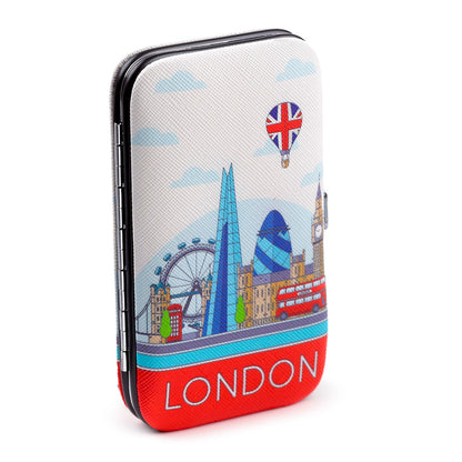 Elegant manicure set displayed on a vanity