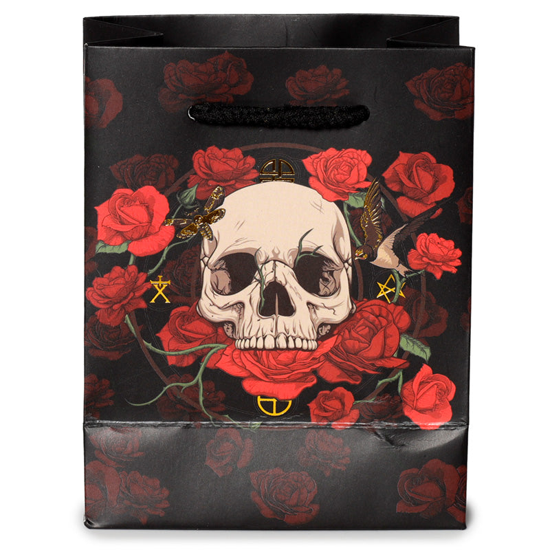 Gift tag included with Skulls & Roses Small Gift Bag