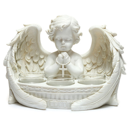 Triple Candle Cherub Tea Light Holder - Front View