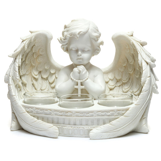Triple Candle Cherub Tea Light Holder - Front View