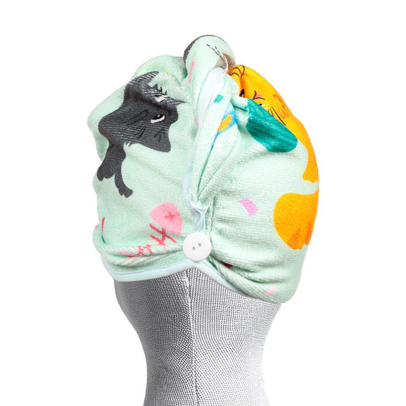 Stylish Beans & Co Cats Hair Wrap Towel on display